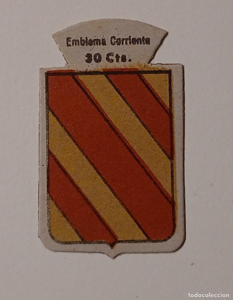 Militaria: Emblema auxilio social, CORRIENTE 30 CTS, serie B, N&ordm; 185, BONAL.