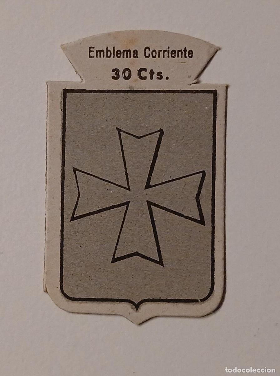Militaria: Emblema auxilio social, CORRIENTE 30 CTS, serie B, N&ordm; 224, ALGUAIRE.