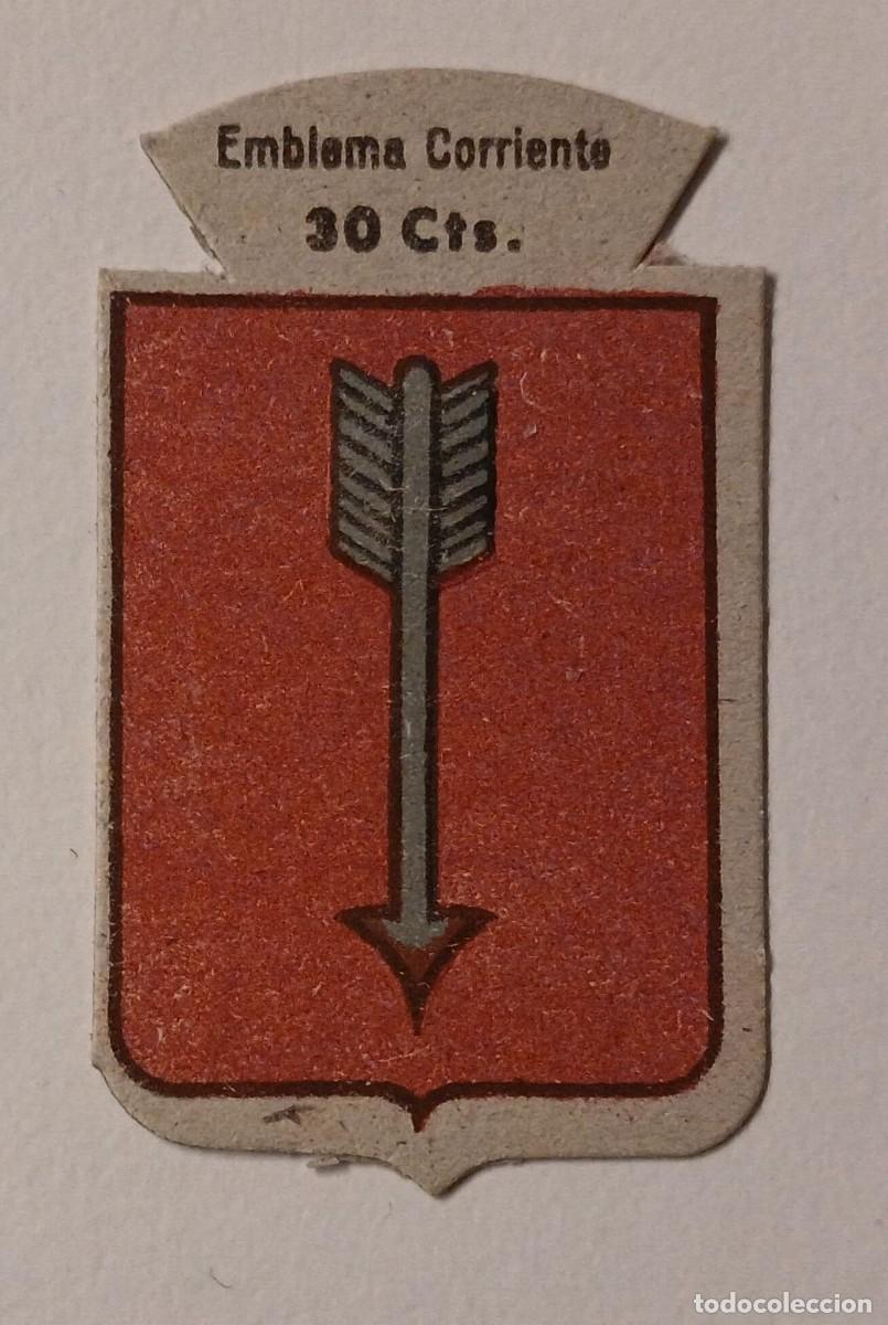 Militaria: Emblema auxilio social, CORRIENTE 30 CTS, serie B, N&ordm; 201, BURGUILLOS.