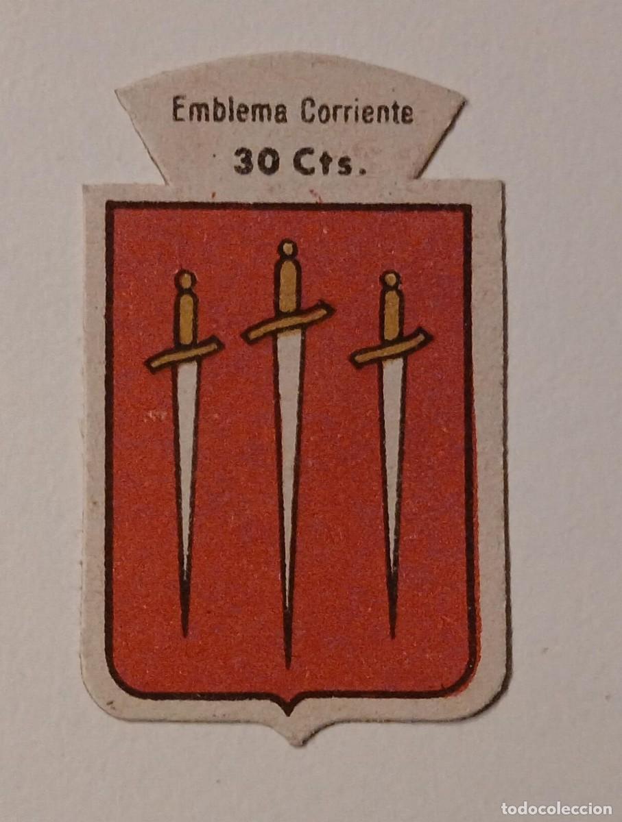 Militaria: Emblema auxilio social, CORRIENTE 30 CTS, serie B, N&ordm; 186, PEGUILHAN.