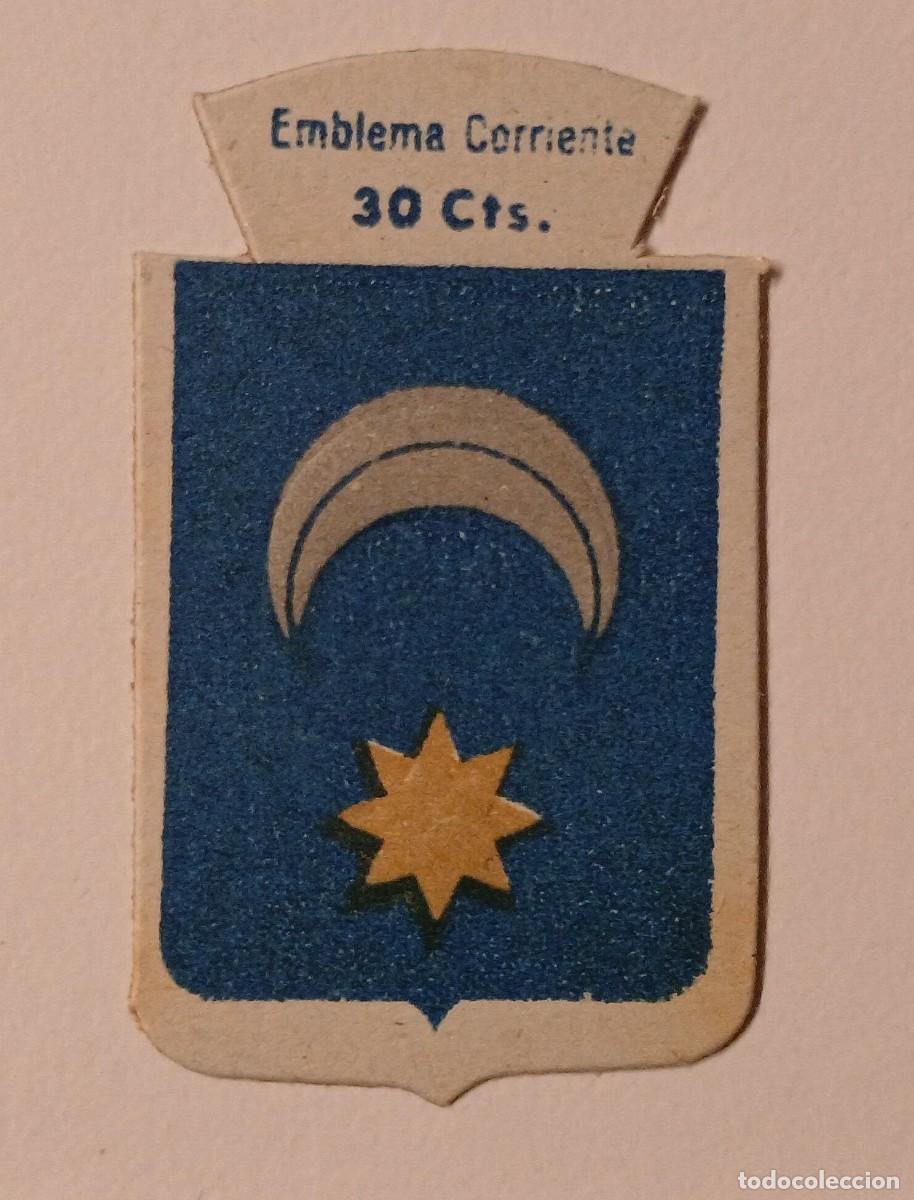 Militaria: Emblema auxilio social, CORRIENTE 30 CTS, serie B, N&ordm; 127, OLID.