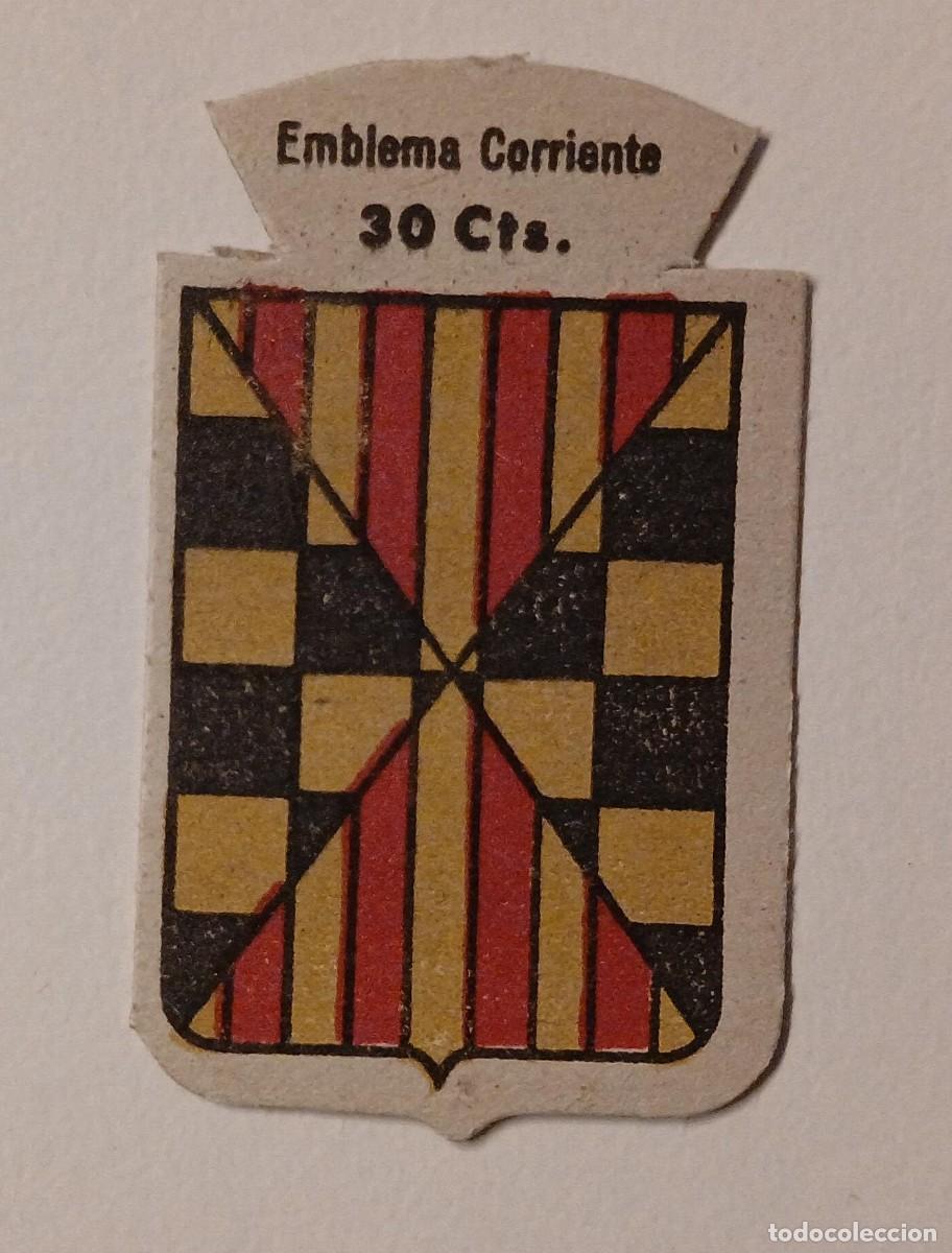 Militaria: Emblema auxilio social, CORRIENTE 30 CTS, serie B, N&ordm; 69, URGEL.