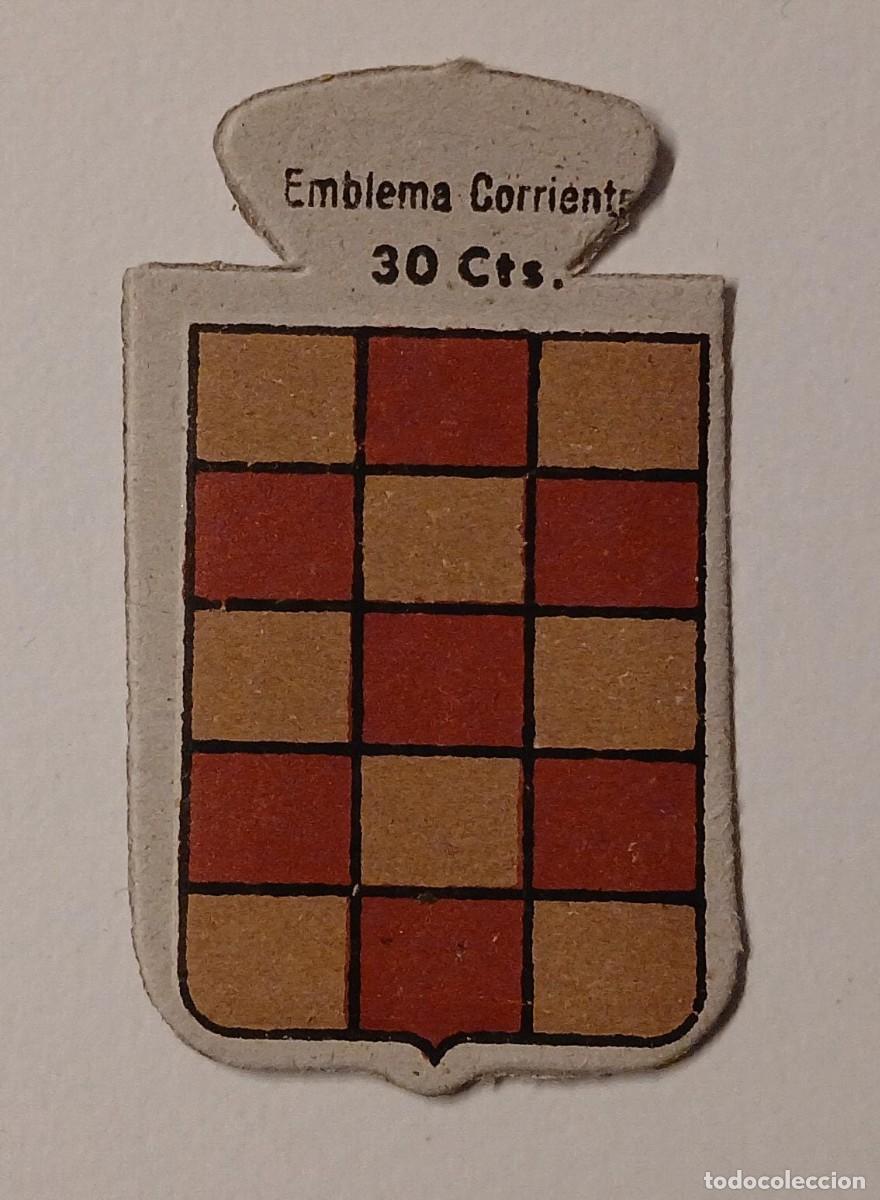 Militaria: Emblema auxilio social, CORRIENTE 30 CTS, serie B, N&ordm; 34, CISNEROS.