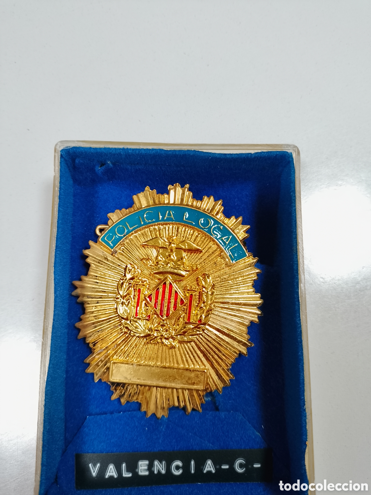 Militaria: antigua placa o insignia met&aacute;lica de la Polic&iacute;a Local de Valencia,