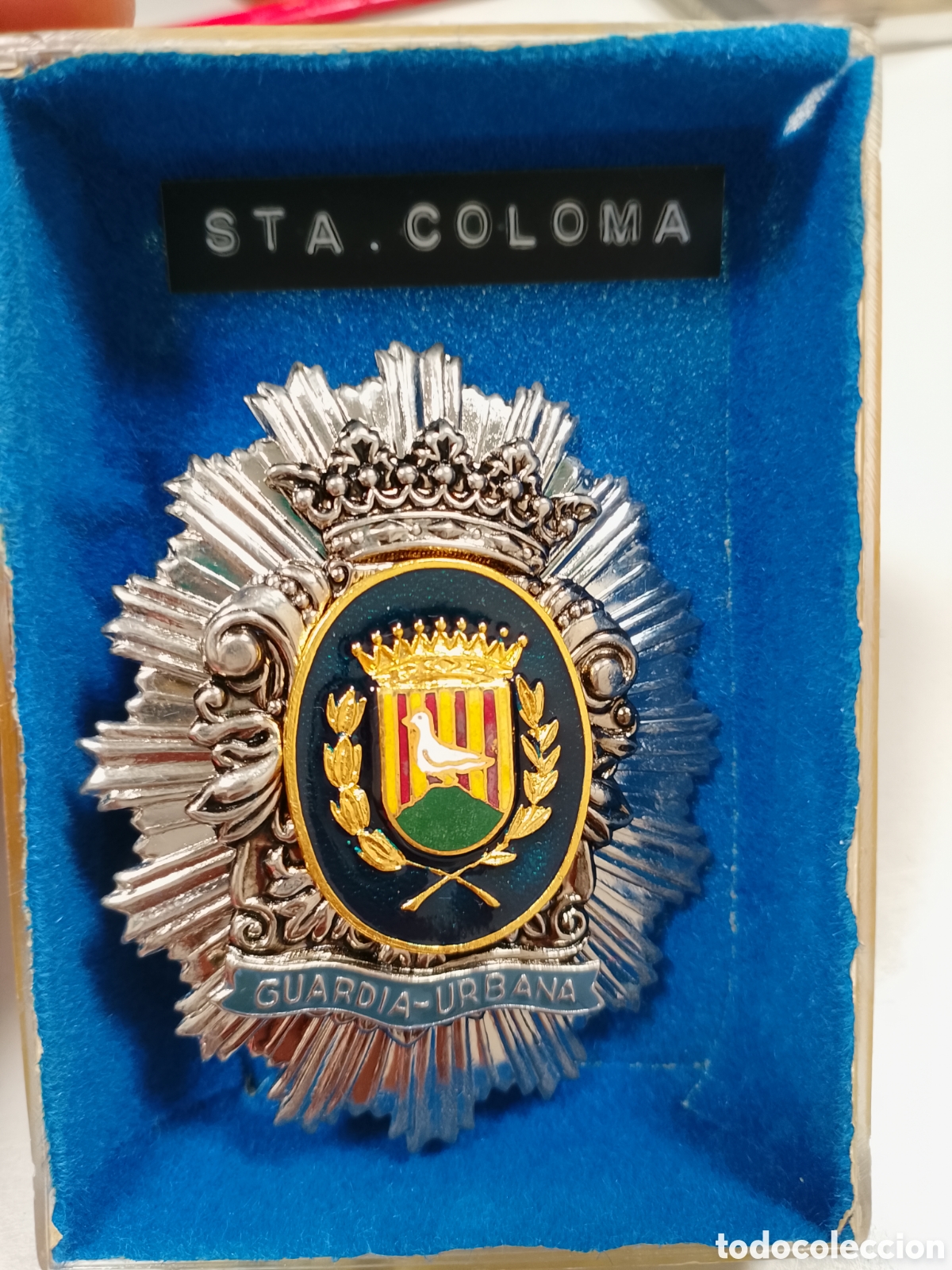 Militaria: Antigua placa insignia guardia urbana santa Coloma barcelona