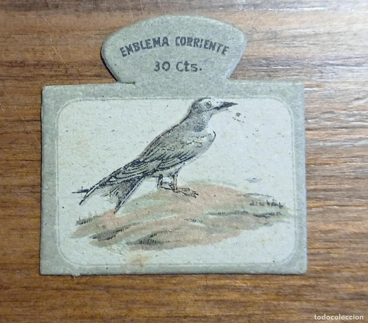 Militaria: Emblema auxilio social, CORRIENTE 30 CTS, serie P, N&ordm; 1, STERUA NIGRA.
