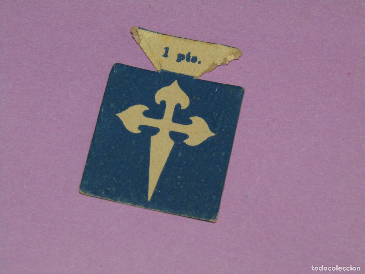 Militaria: Antiguo Emblema Auxilio Social 1 Pta. FRENTE DE JUVENTUDES - Cruz de Santiago