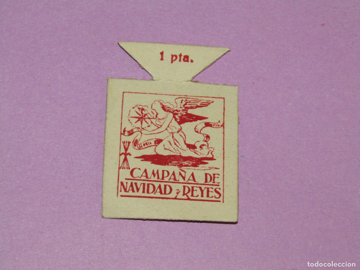 Militaria: Emblema Auxilio Social 1 Pta. FRENTE DE JUVENTUDES - Campa&ntilde;a de Navidad y Reyes - Postulaci&oacute;n 1952