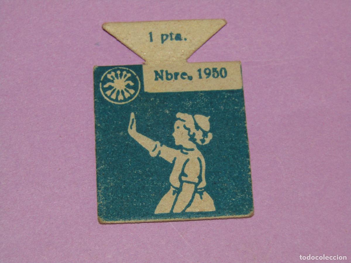 Militaria: Emblema Auxilio Social 1 Pta. FRENTE DE JUVENTUDES de 1950 - Secci&oacute;n Femenina
