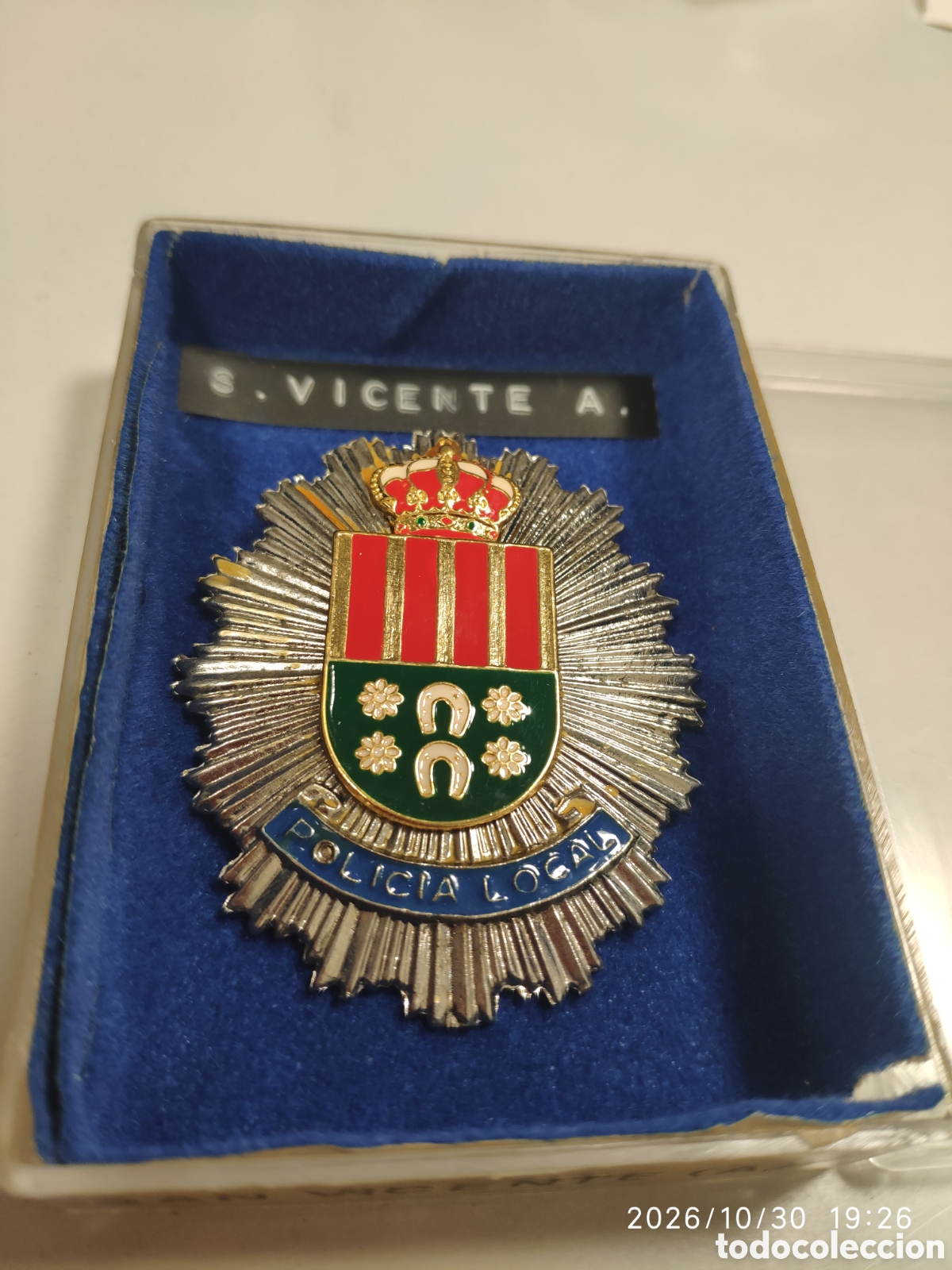 Militaria: Rara placa de polic&iacute;a san Vicente raspeig