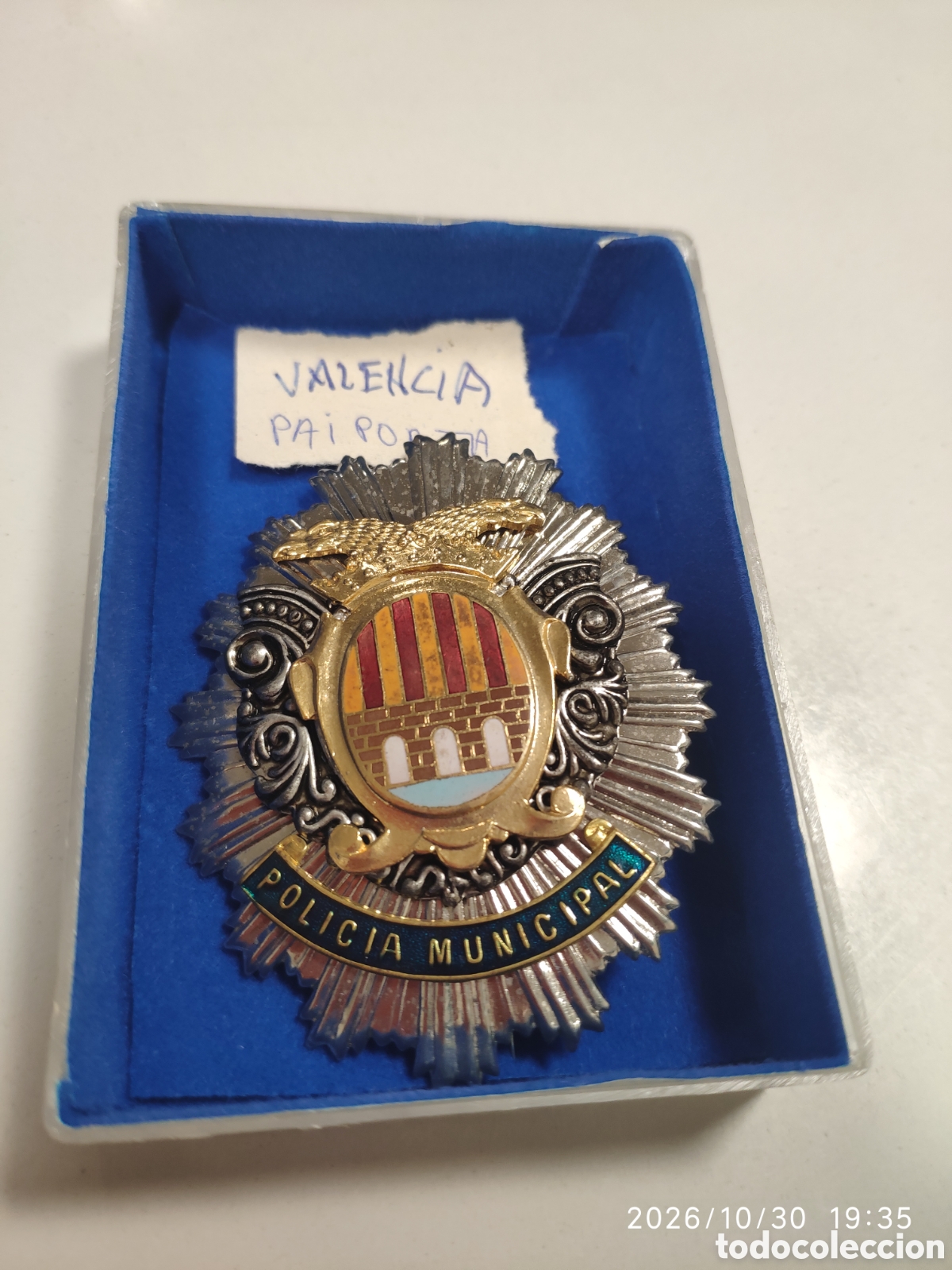 Militaria: Insignia placa Polic&iacute;a municipal Paiporta valencia