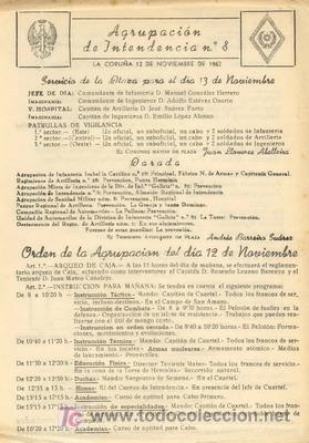 Militaria: 1962 ORDEN DE LA AGRUPACION DE INTENDENCIA N&ordm; 8