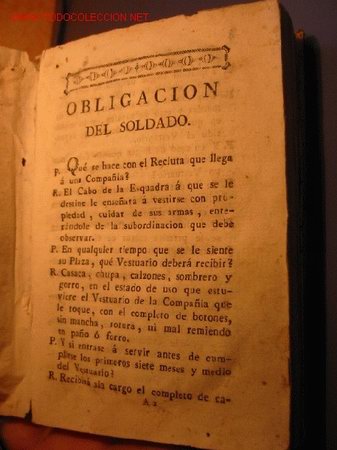 Militaria: OBLIGACI&Oacute;N DEL SOLDADO , A&Ntilde;O  APROX 1780