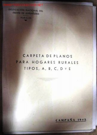 Militaria: Carpeta de planos para hogares rurales, tipos A, B,C,D y E, 1945