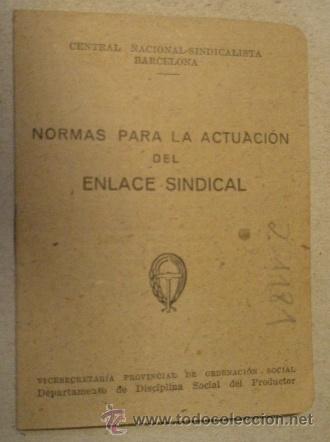 Military Antiques: Librito tama&ntilde;o carnet, normas para la actuaci&oacute;n del enlace sindical