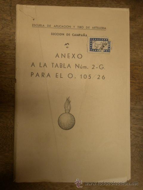 Militaria: Libro Anexo a la tabla n&ordm; 2-G para el O. 105/26, 17 p&aacute;g.