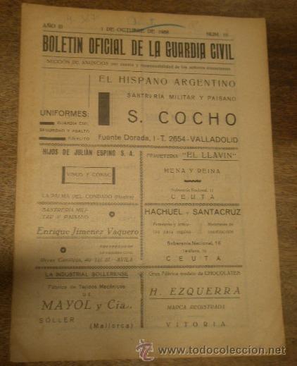 Military Antiques: Bolet&iacute;n oficial de la Guardia Civil, 1 de octubre de 1938