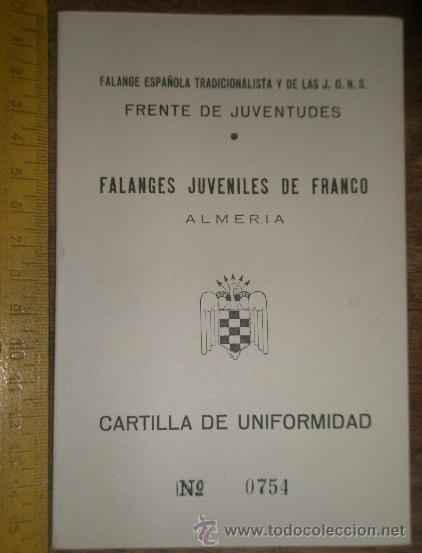 Militaria: Falanges Juveniles de Franco, cartilla de uniformidad, en blanco
