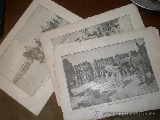 Militaria: 10 l&aacute;minas con fotos a dos caras, escenas de la Guerra de &Aacute;frica