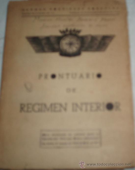 Militaria: prontuario de regimen interior -escuela elemental de pilotos