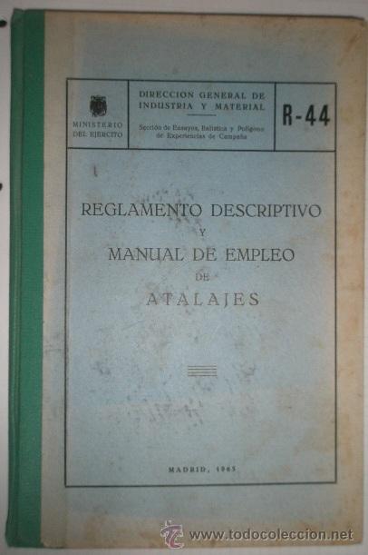 Militaria: Reglamento descriptivo y manual de empleo de atalajes, 1965, con 14 l&aacute;minas, desplegables, 55 p&aacute;g.