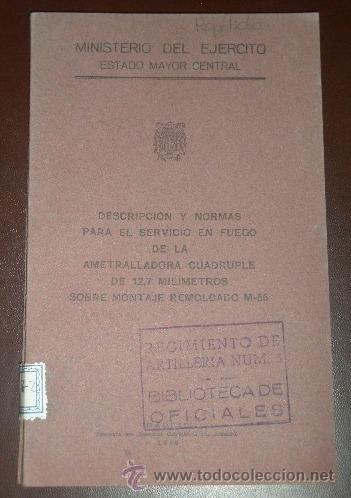 Militaria: Descripci&oacute;n y normas para el servicio en fuego de la ametralladora cuadruple de 12'7 milimetros sobr