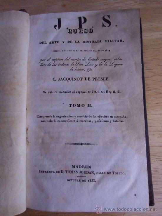 Militaria: CURSO DEL ARTE Y DE LA HISTORIA MILITAR. C. JACQUINOT DE PRESLE
