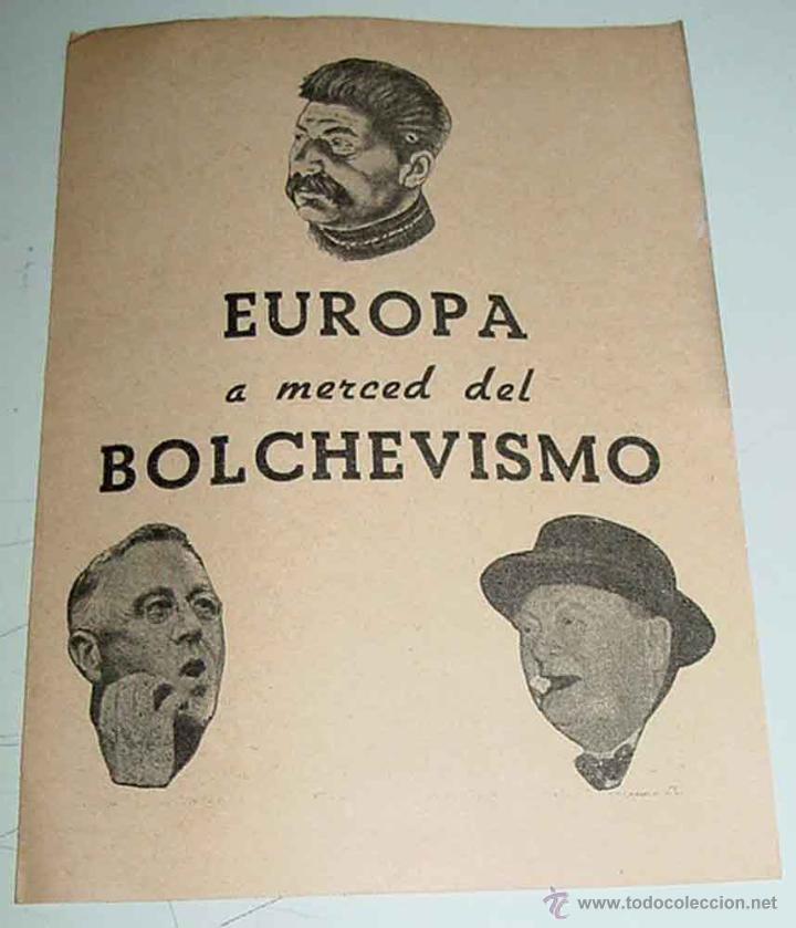 Military Antiques: EUROPA A LA MERCED DEL BOLCHEVISMO - PROPAGANDA DE LA II GUERRA MUNDIAL - 4 PAG - MIDE 19 X 13,5 CMS