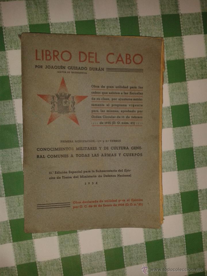 Militaria: Libro del cabo, 1938, 187 p&aacute;ginas, rep&uacute;blica