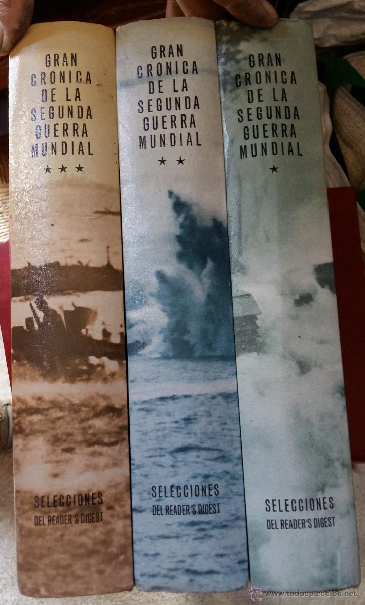 Militaria: 3 tomos Gran cr&oacute;nica de la Segunda Guerra Mundial, con fotograf&iacute;as