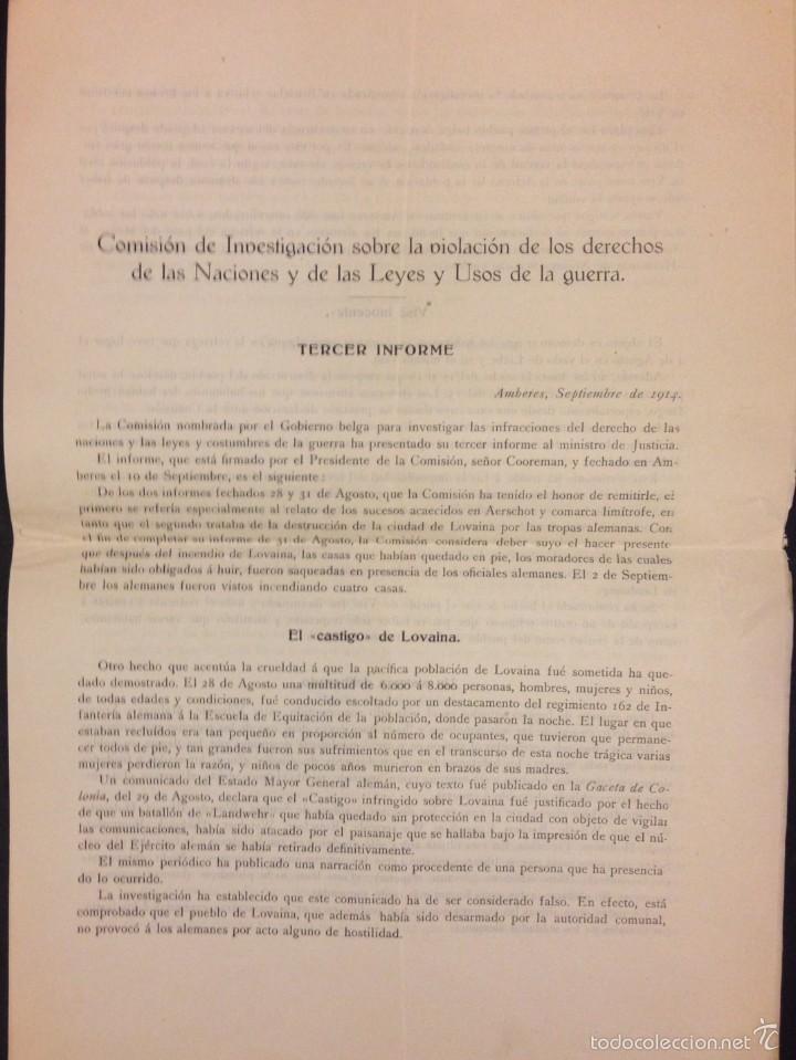 Militaria: INVESTIGACION SOBRE LA VIOLACION DE DERECHOS HUMANOS 1914