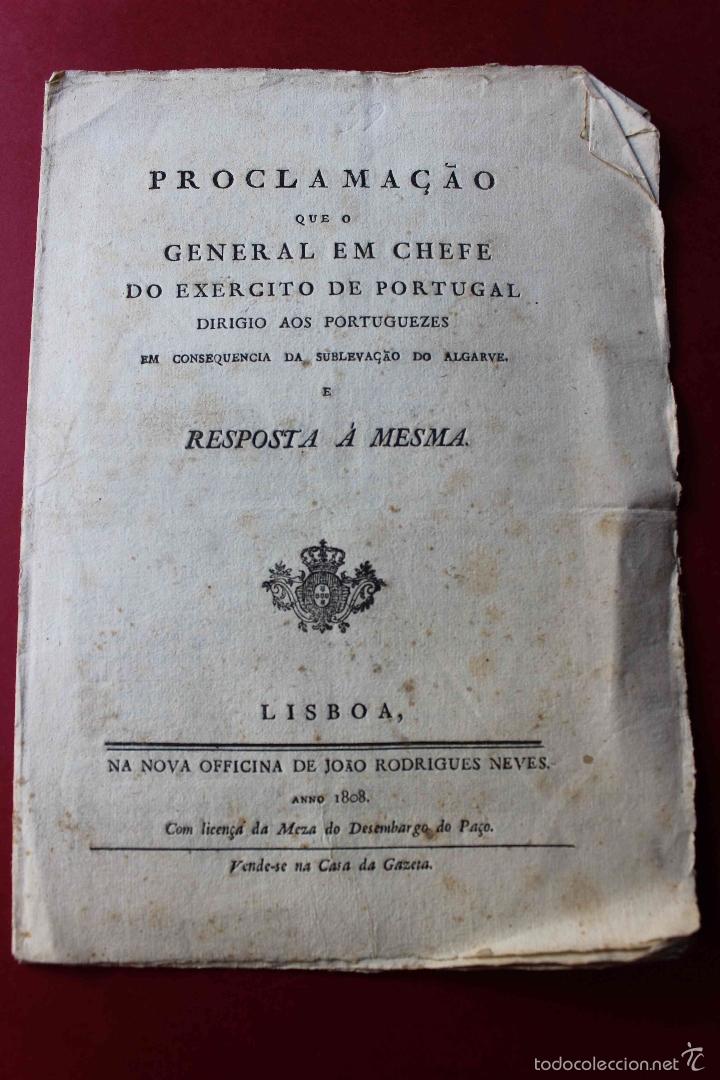 Military Antiques: Proclama&ccedil;ao exercito Portugal dirigio aos portuguezes Lisboa 1808 Invasi&oacute;n Napole&oacute;n