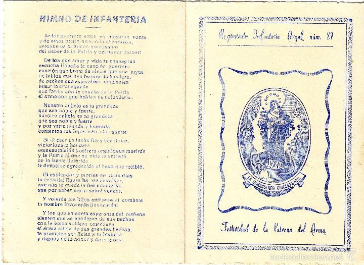 Militaria: C&Aacute;CERES INVITACI&Oacute;N DEL REGIMIENTO INFANTERIA ARGEL N&ordm; 27 A LA FESTIVIDAD DE LA PATRONA 1951