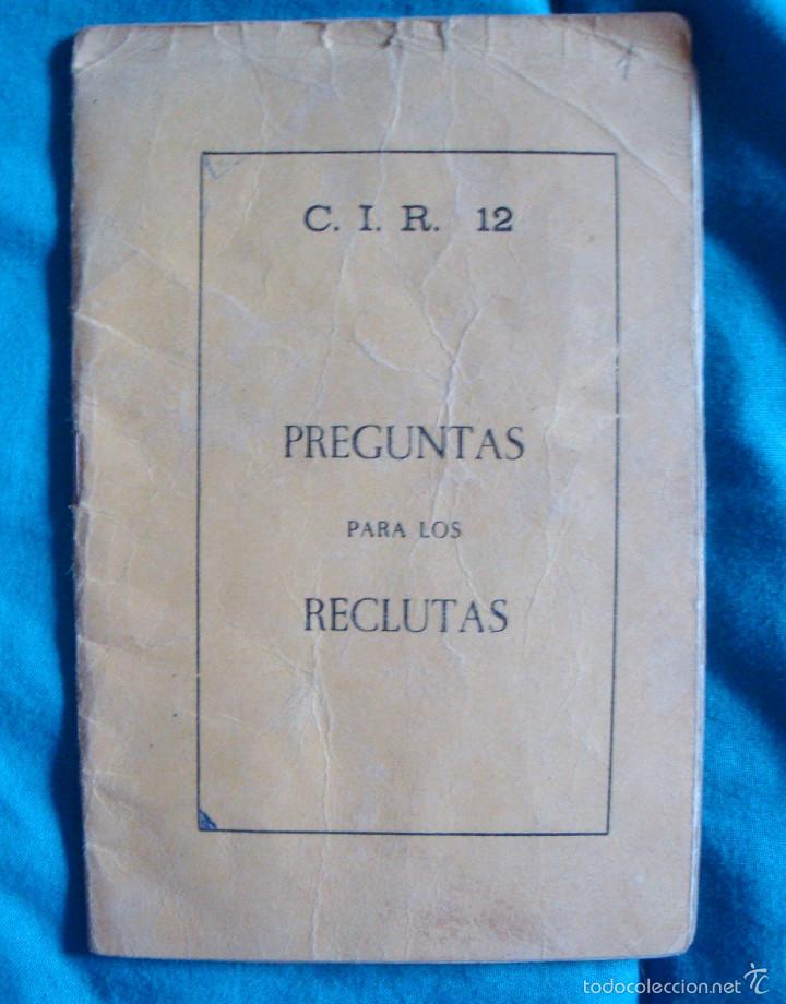 Militaria: Cartilla de divulgaci&oacute;n y educaci&oacute;n sanitaria 1965 -C. I. R. 12-preguntas para los reclutas a&ntilde;os 70