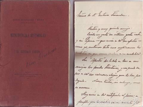 Militaria: SARALEGUI Y MEDINA, MANUEL DE: MENUDENCIAS HISTORICAS VII EL BLINDAJE LIQUIDO. Con carta manuscrita