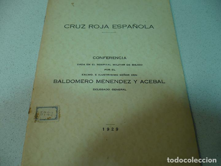 Militaria: CRUZ ROJA ESPA&Ntilde;OLA CONFERENCIA B.MENENDEZ Y ACEBAL 1929 MEJICO
