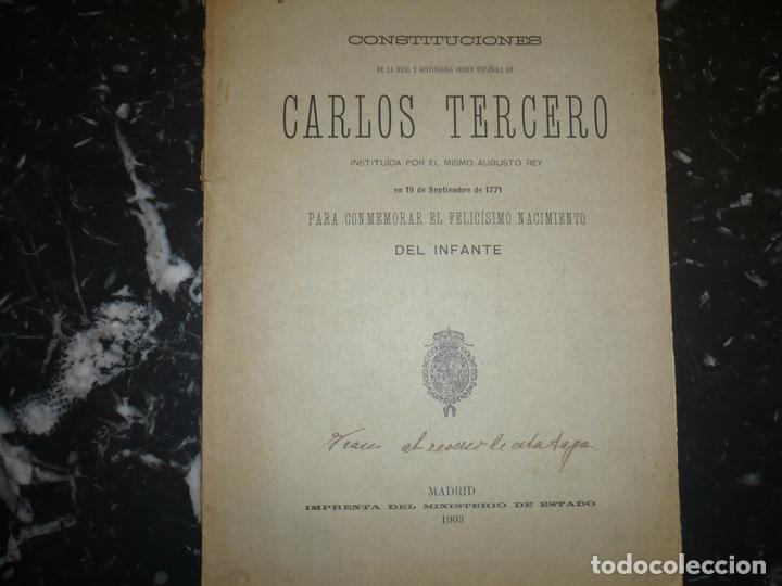 Militaria: CONSTITUCIONES ORDEN ESPA&Ntilde;OLA CARLOS TERCERO CARLOS O'DONELL 1903 MADRID