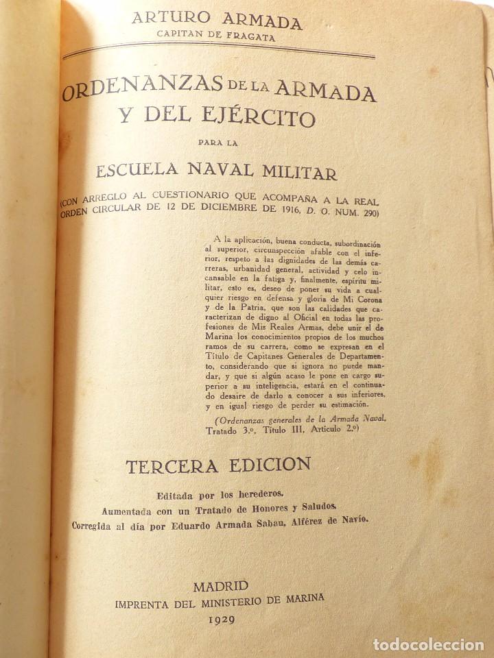 Militaria: ORDENANZAS DE LA ARMADA, ESCUELA NAVAL MILITAR. 1929.