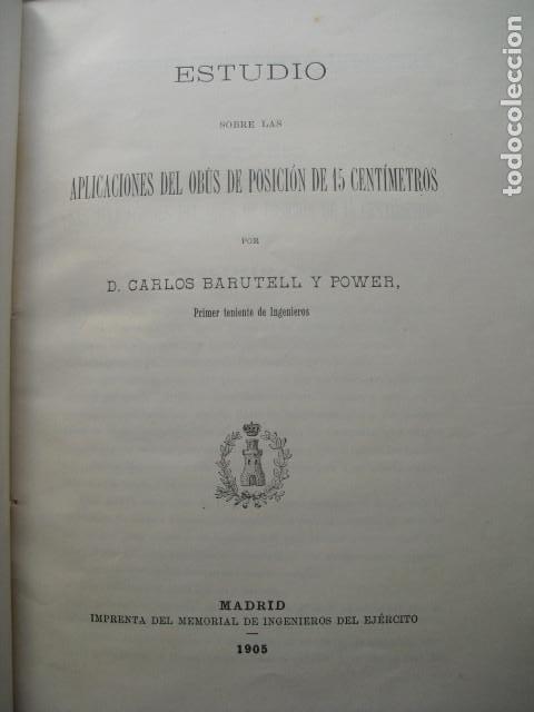 Military Antiques: 1905 ESTUDIO DE LAS APLICACIONES DEL OB&Uacute;S DE POSICI&Oacute;N DE 15 CMS   CARLOS BARUTELL