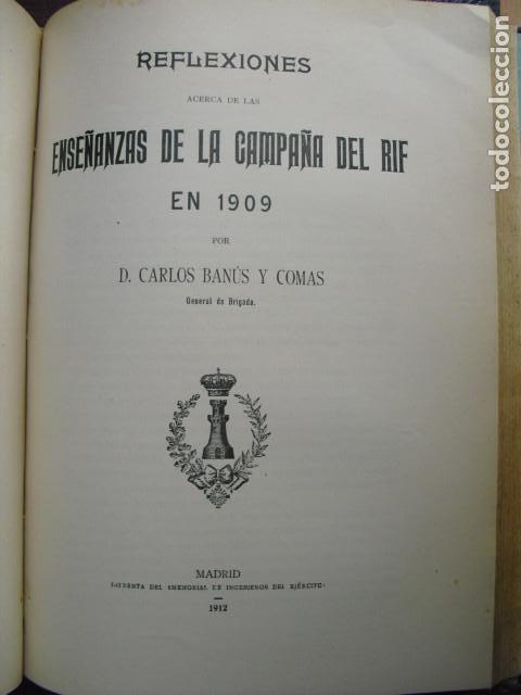 Militaria: 1912 REFLEXIONES SOBRE LAS ENSE&Ntilde;ANZAS DE LA CAMPA&Ntilde;A DEL RIF DE 1909   GENERAL BAN&Uacute;S