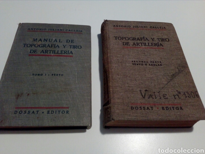 Military Antiques: MANUAL DE TOPOGRAFIA Y TIRO DE ARTILLER&Iacute;A. DOS TOMOS. ANTONIO JULIANI CALLEJA.