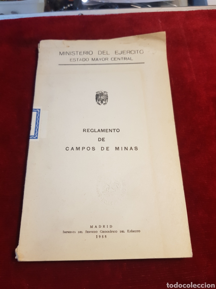 Militaria: Libro militar Estado Mayor reglamento de campos de minas 1958