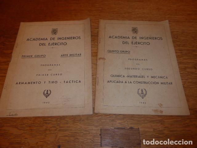 Militaria: Lote 2 librito militar de 1940, ingenieros. armamento y tiro, y quimica.
