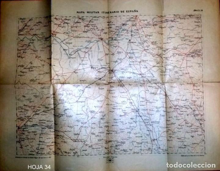 Militaria: MAGNIFICO MAPA MILITAR ITINERARIO DE ESPA&Ntilde;A.HOJA 34,CUERPO DEL ESTADO MAYOR 1890
