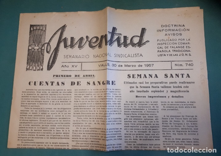 Militaria: Portada Juventud, a&ntilde;o XV, 30 - 11 - 1957, n&ordm; 740