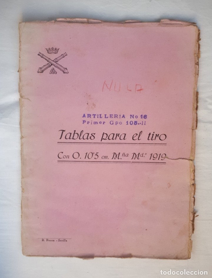 Militaria: Tablas para el tiro con O. 10,5 cm modelo 1919, 41 p&aacute;ginas