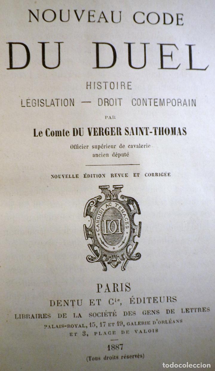 Militaria: Nouveau Code du Duel, C&oacute;digo de Duelo, en franc&eacute;s - Foto 2