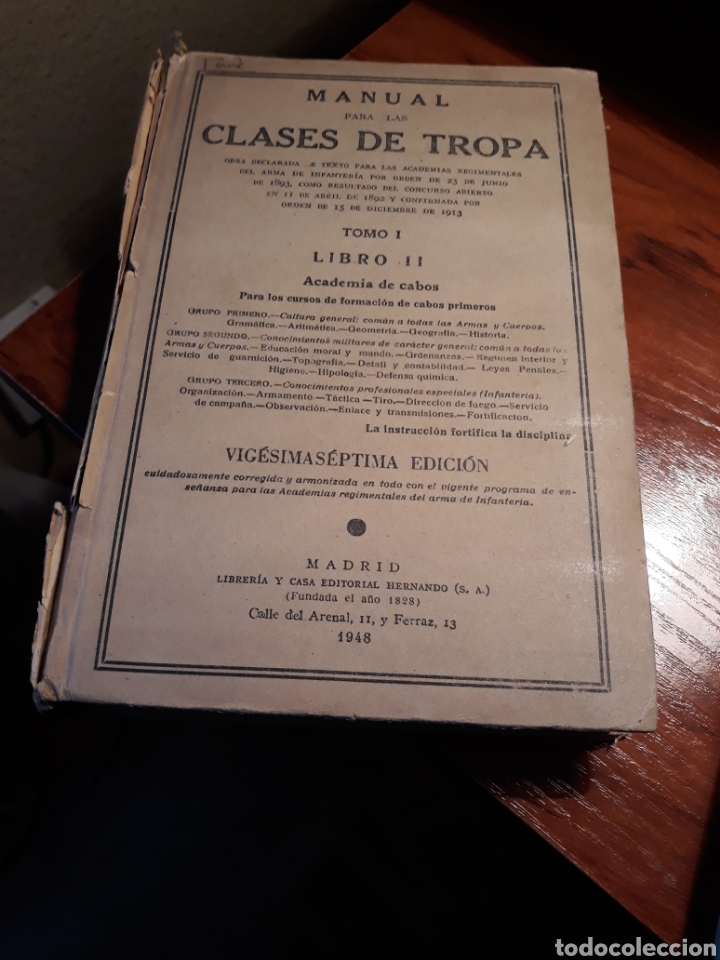 Militaria: MANUAL PARA LAS CLASES DE TROPA - TOMO I - LIBRO II . 27&deg; ED