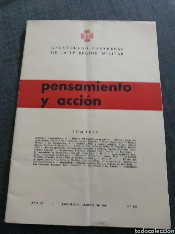 Militaria: REVISTA PENSAMIENTO Y ACCI&Oacute;N N &deg;126 . APOSTOLADO CASTRENSE IV REGION MILITAR.