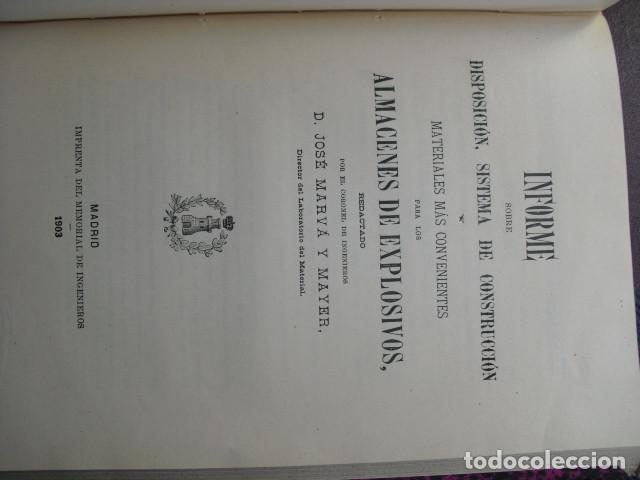 Militaria: 1903 INFORME SOBRE ALMACENES DE EXPLOSIVOS CORONEL MARVA